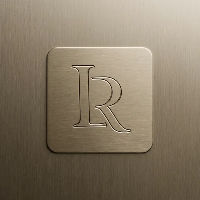 Close-up of the Loure premium luggage logo emblem showing luxury craftsmanship details